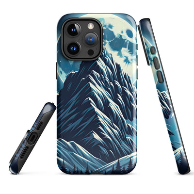 Mondnacht und Gipfelkreuz in den Alpen, glitzernde Schneegipfel - iPhone Schutzhülle (robust) berge xxx yyy zzz iPhone 15 Pro Max