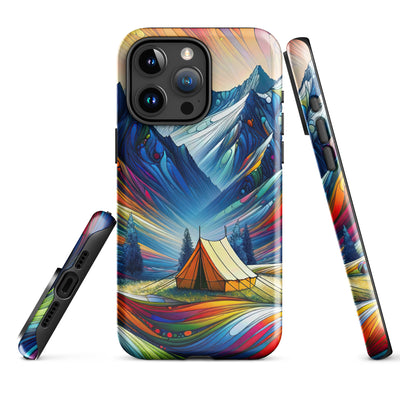 Surreale Alpen in abstrakten Farben, dynamische Formen der Landschaft - iPhone Schutzhülle (robust) camping xxx yyy zzz iPhone 15 Pro Max