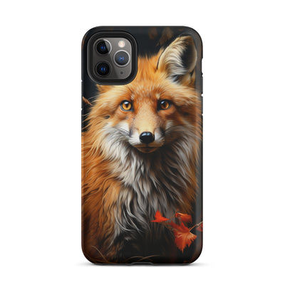 Fuchs Porträt und Herbstblätter - Malerei - iPhone Schutzhülle (robust) camping xxx iPhone 11 Pro Max