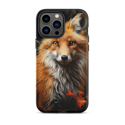 Fuchs Porträt und Herbstblätter - Malerei - iPhone Schutzhülle (robust) camping xxx iPhone 13 Pro Max