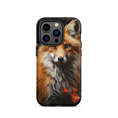 Fuchs Porträt und Herbstblätter - Malerei - iPhone Schutzhülle (robust) camping xxx iPhone 14 Pro