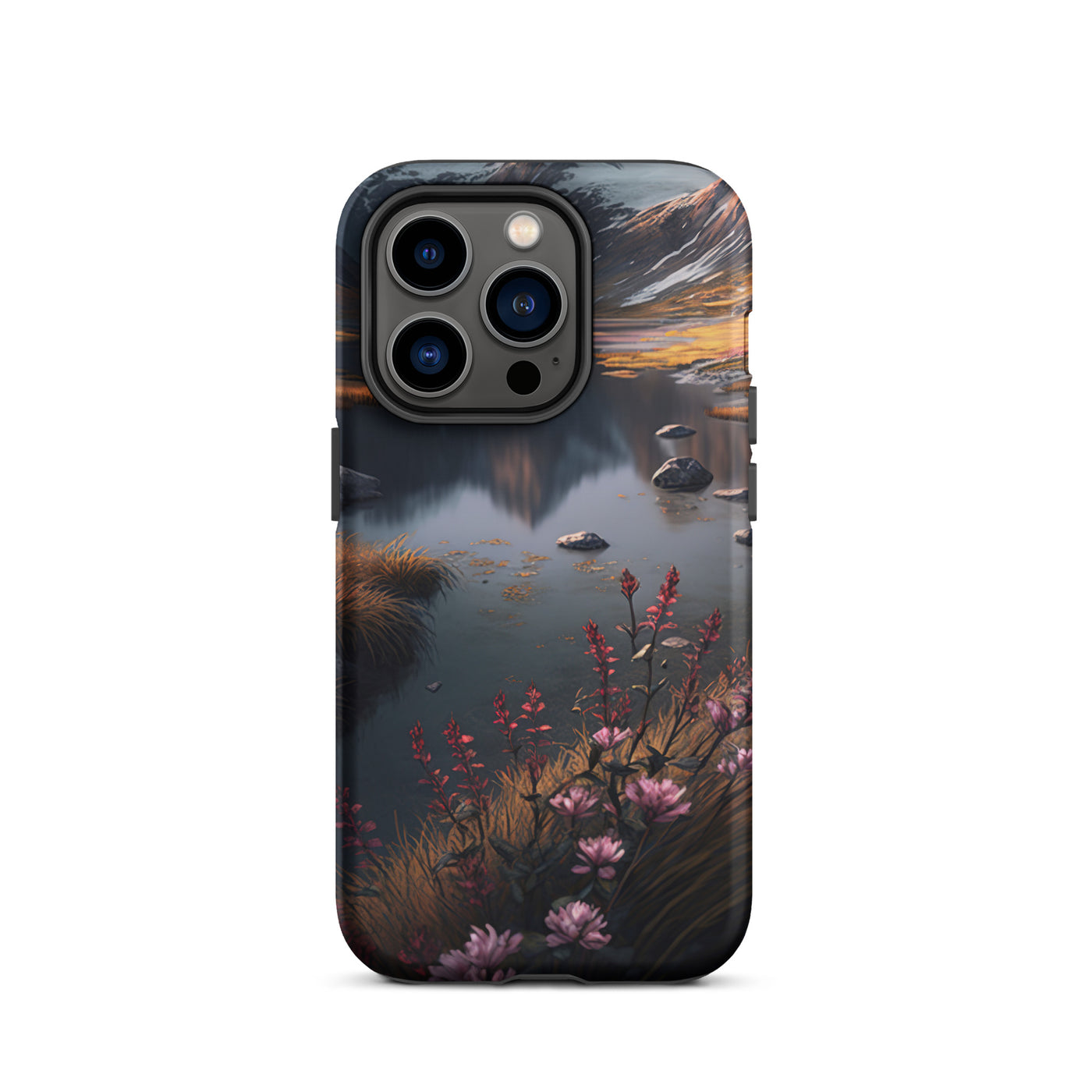 Berge, Bergsee und Blumen - iPhone Schutzhülle (robust) berge xxx iPhone 14 Pro