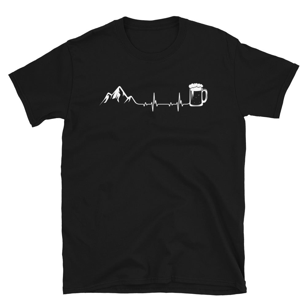 Herzschlag Berge Und Bier - T-Shirt (Unisex) berge klettern wandern Schwarz