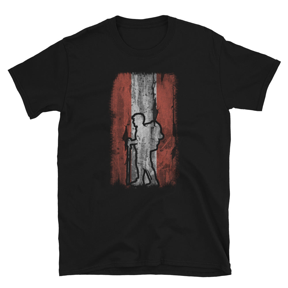 Österreich-Flagge Und Wandern - T-Shirt (Unisex) wandern Black