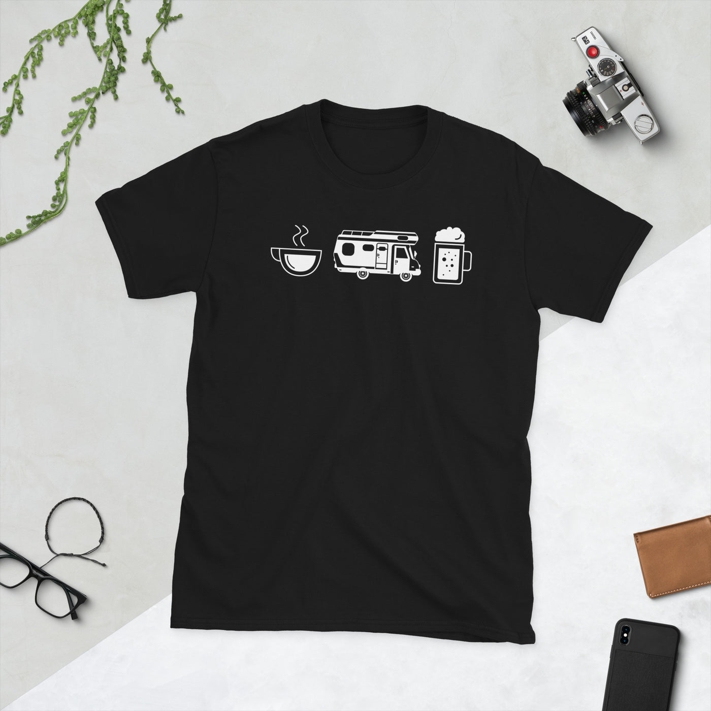 Kaffee, Bier Und Camping - T-Shirt (Unisex) camping Black