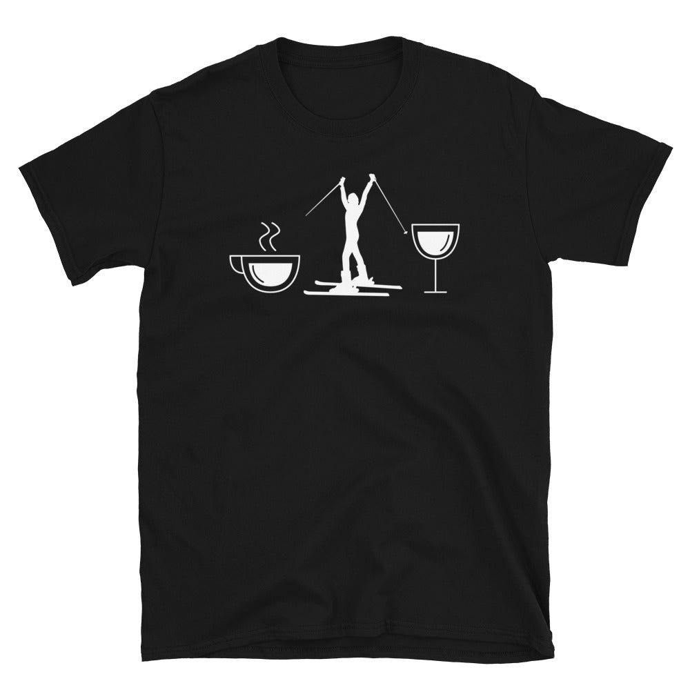 Kaffee, Wein Und Skifahren - T-Shirt (Unisex) klettern ski Black