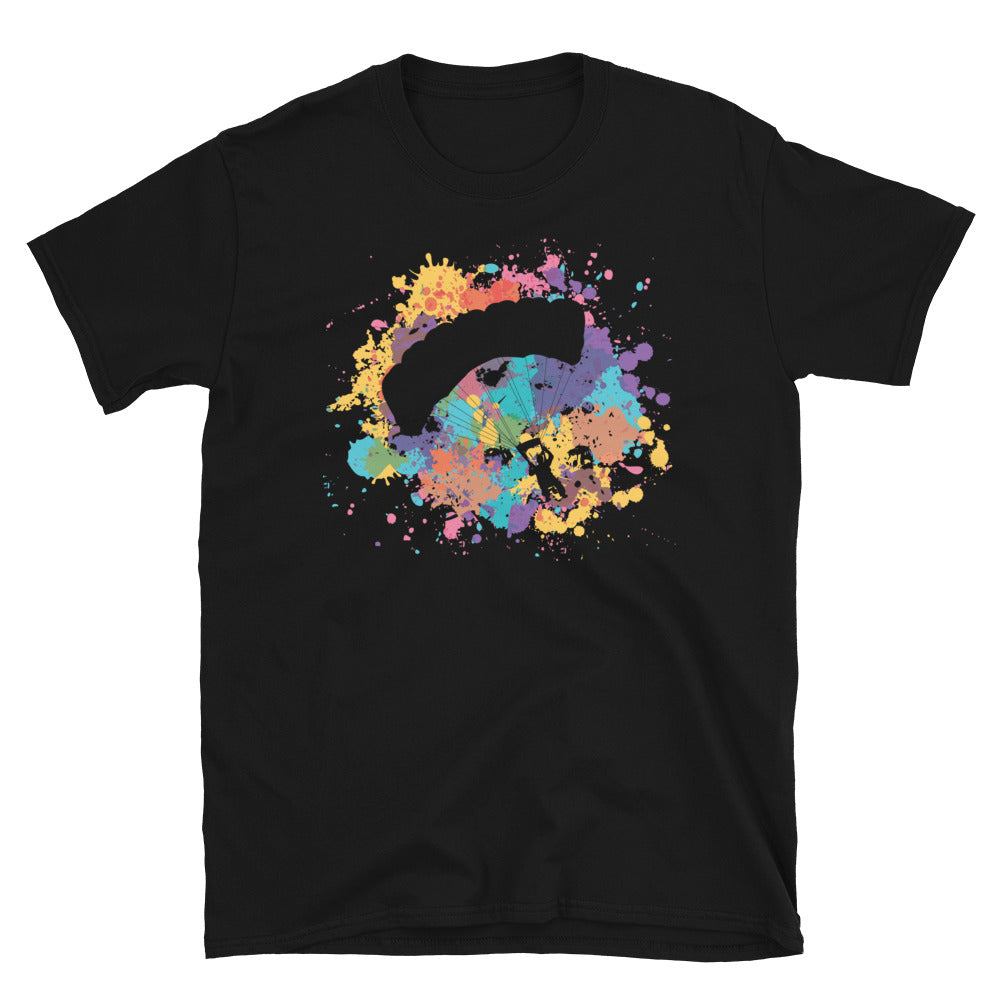 Buntes Spritzen Und Gleitschirmfliegen - T-Shirt (Unisex) berge Black