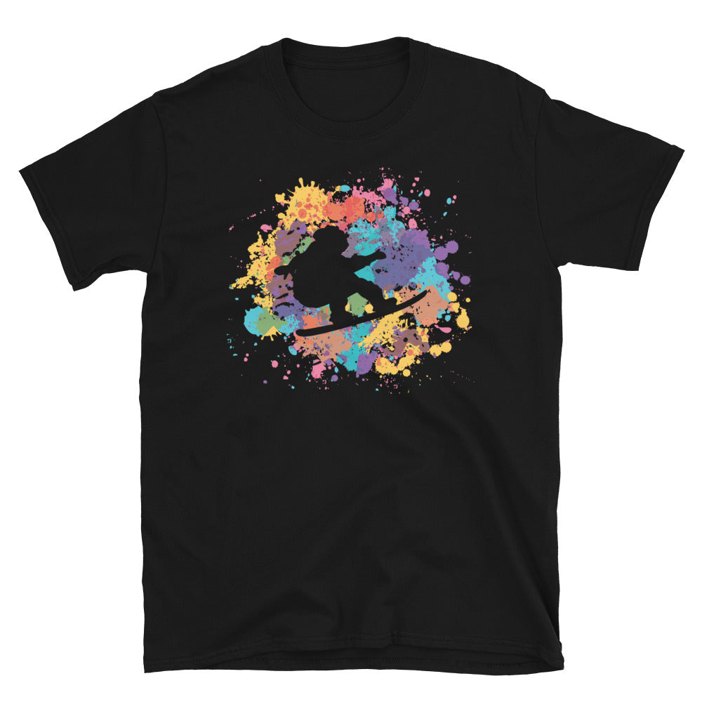 Buntes Spritzen Und Snowboarden - T-Shirt (Unisex) snowboarden Black