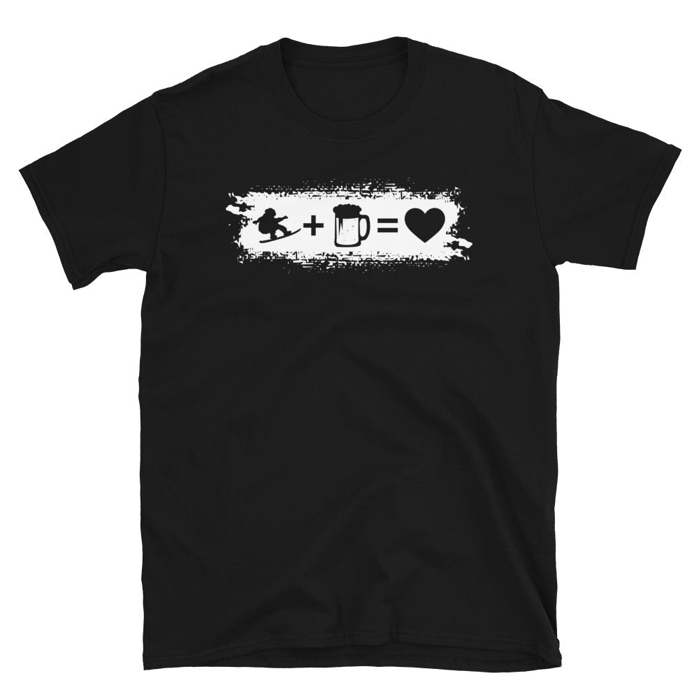 Grunge Rechteck - Herz - Bier - Snowboarden - T-Shirt (Unisex) snowboarden Black