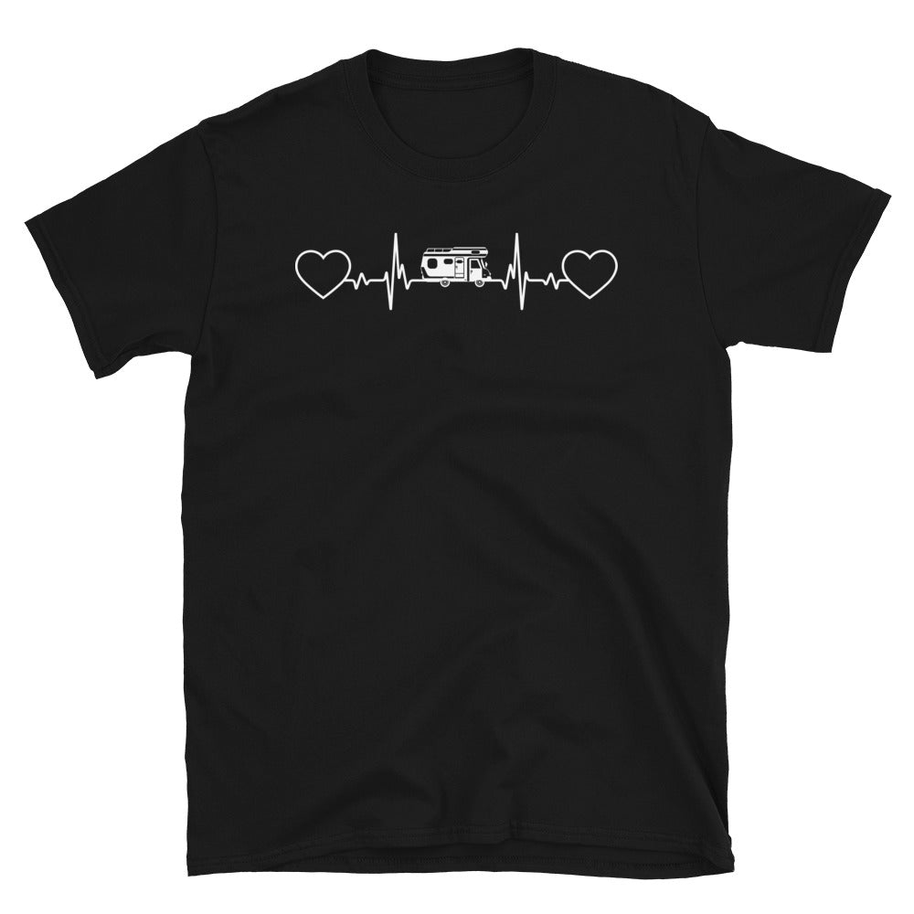 Herz - Herzschlag - Camping Van - T-Shirt (Unisex) camping Black