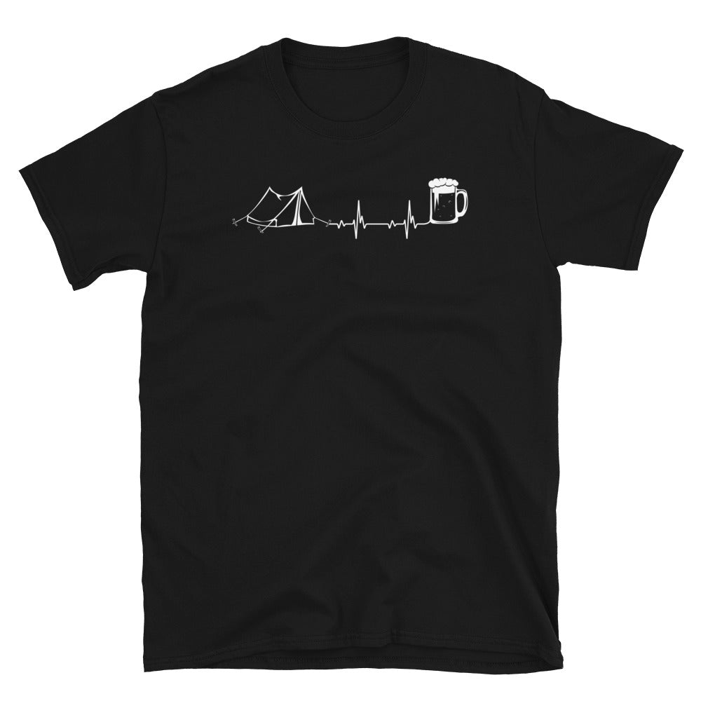 Herzschlag, Bier Und Camping - T-Shirt (Unisex) camping Black