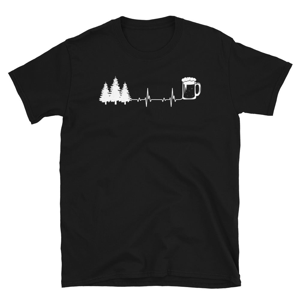 Herzschlag, Bier Und Bäume - T-Shirt (Unisex) camping Black