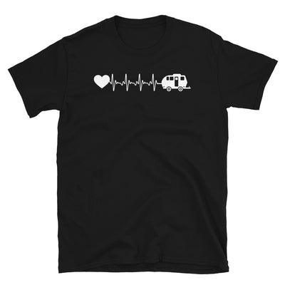 Herzschlag Herz Und Camping - T-Shirt (Unisex) camping Black