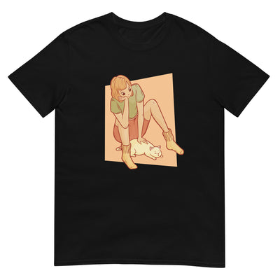 Anime-Mädchen mit süßer Katze - Herren T-Shirt Other_Niches xxx yyy zzz Black