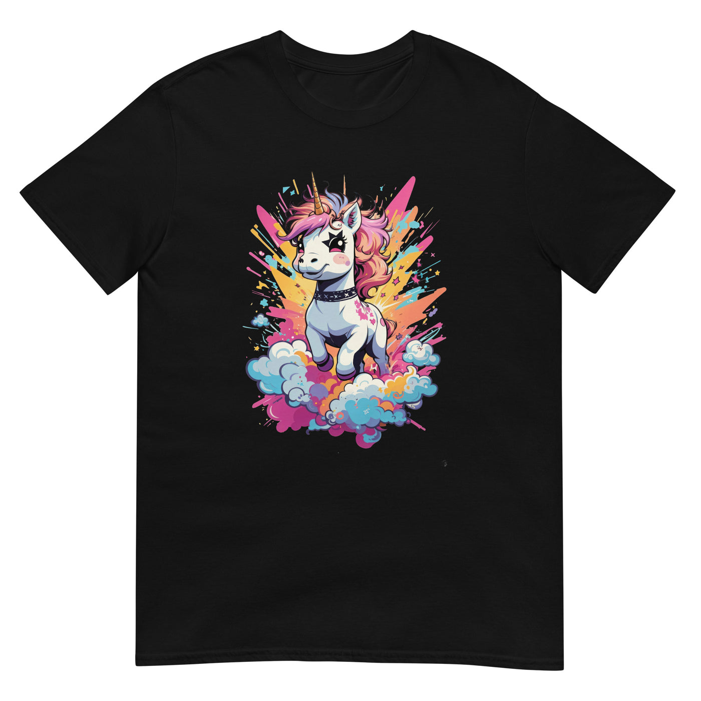 Schönes Einhorn mit buntem Spritzer - Herren T-Shirt Other_Niches xxx yyy zzz Black