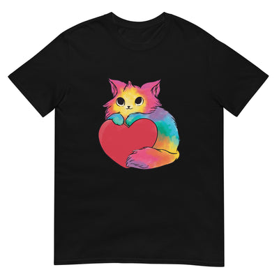 Katze und Herz in Regenbogenfarben - Wunderschön - Herren T-Shirt Other_Niches xxx yyy zzz Black