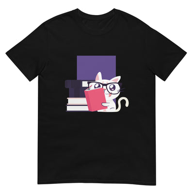 Katze als Nerd, liest Bücher und trägt Brille - Herren T-Shirt Other_Niches xxx yyy zzz Black