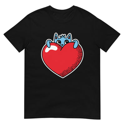 Katze klammert sich an großes rotes Herz - Herren T-Shirt Other_Niches xxx yyy zzz Black