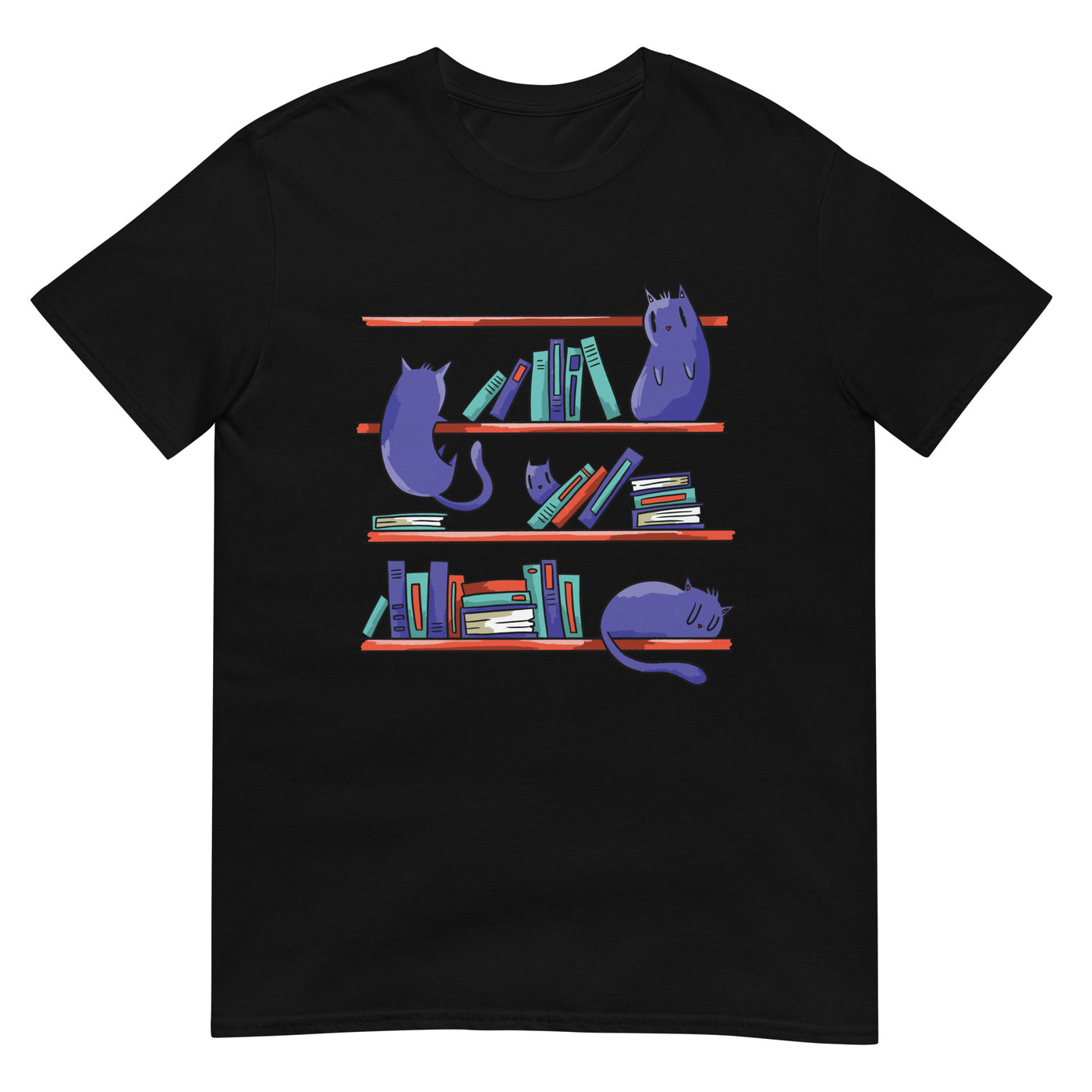 Katzen in der Bibliothek am Bücherregal - Schlafend - Lustig - Herren T-Shirt Other_Niches xxx yyy zzz Black