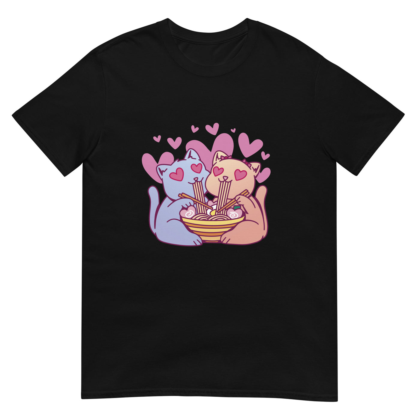 Katzen in Liebe essen Ramen - Herzen - Herren T-Shirt Other_Niches xxx yyy zzz Black