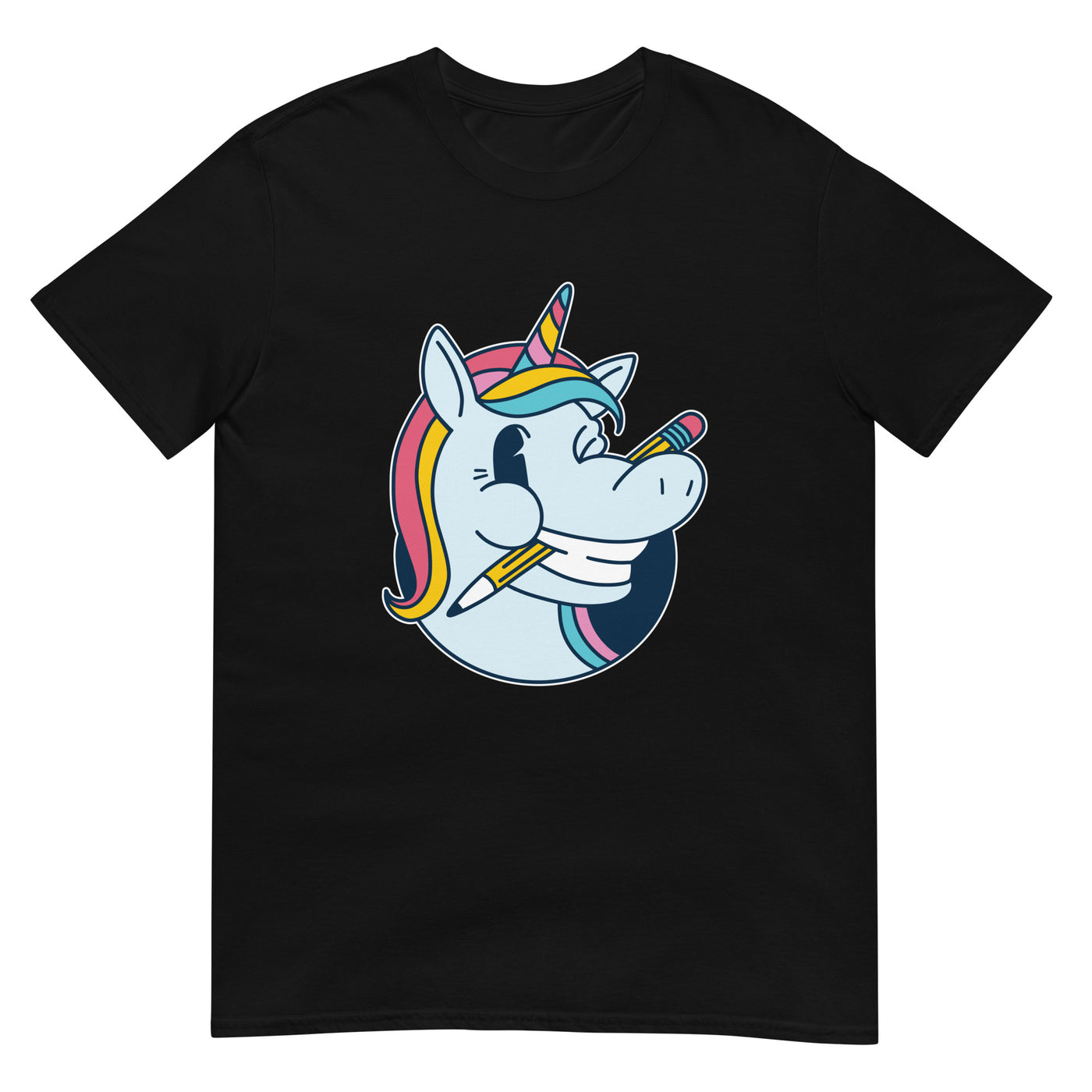 Kreative Muse - Der Regenbogen-Einhorn-Künstler mit Stift im Mund - Herren T-Shirt Other_Niches xxx yyy zzz Black