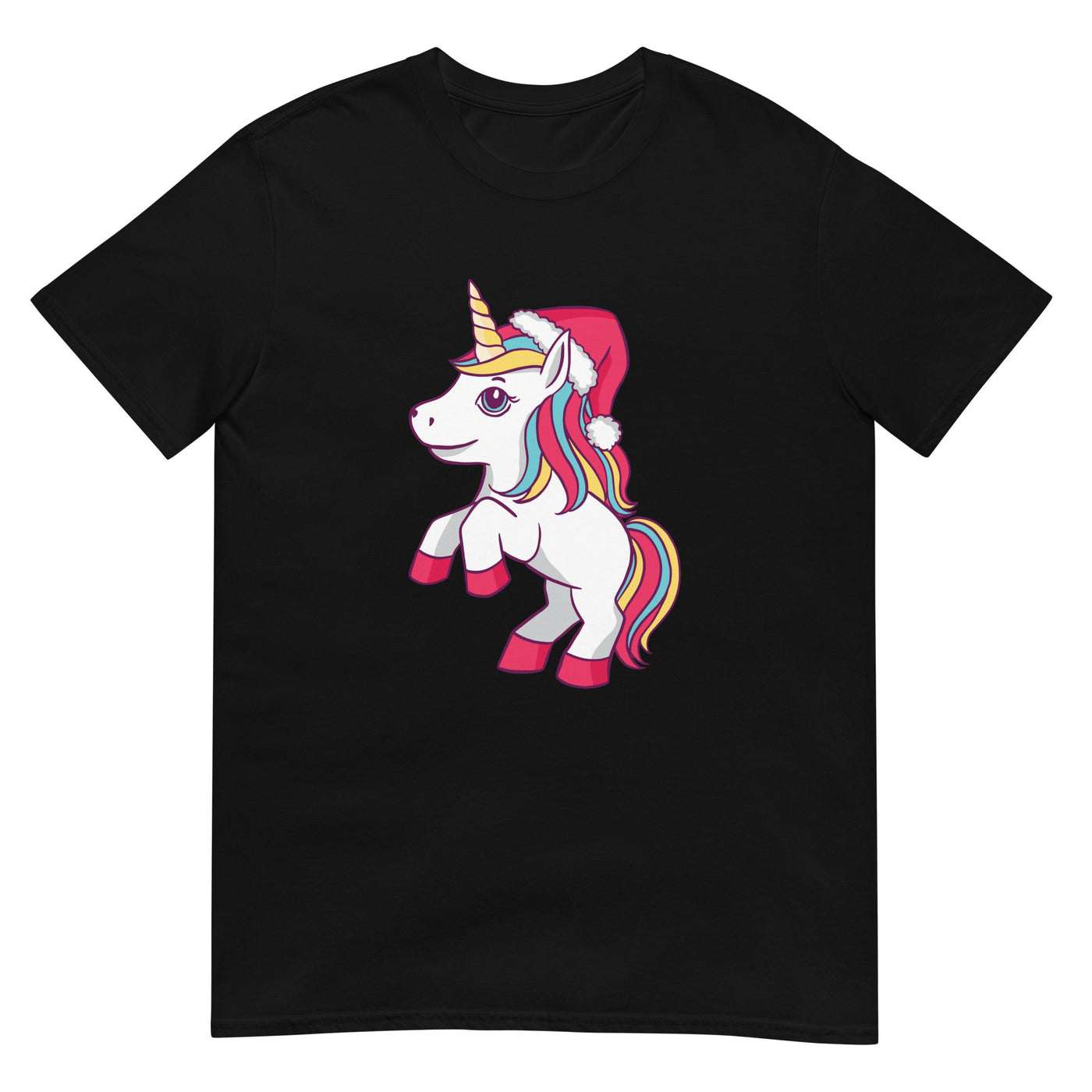 Niedliches Einhorn mit Weihnachtsmannmütze - Bunt - Herren T-Shirt Other_Niches xxx yyy zzz Black