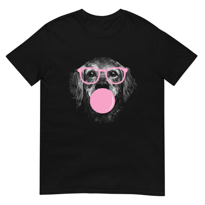 Golden Retriever Hund mit Brille und Kaugummiblase - Pink - Gesichtsporträt - Herren T-Shirt Other_Niches xxx yyy zzz Black