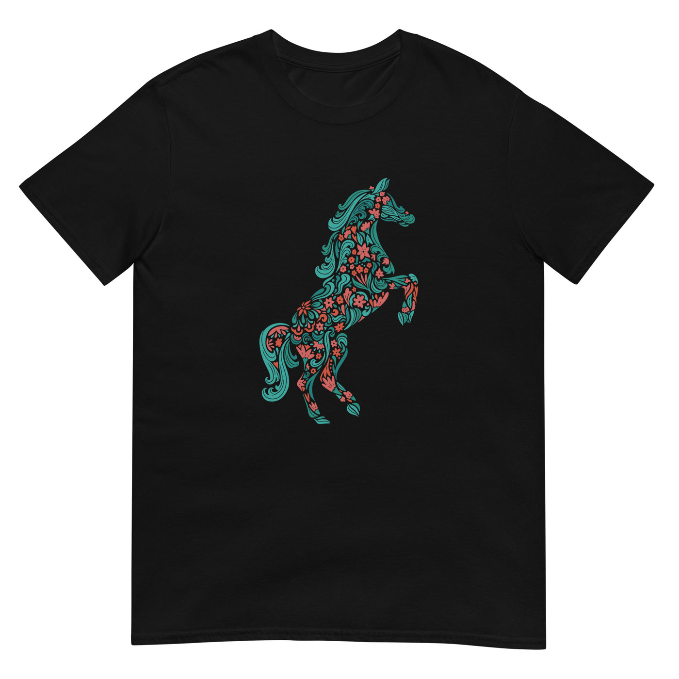 Pferd mit roten Blumen im Inneren stehend - Herren T-Shirt Other_Niches xxx yyy zzz Black