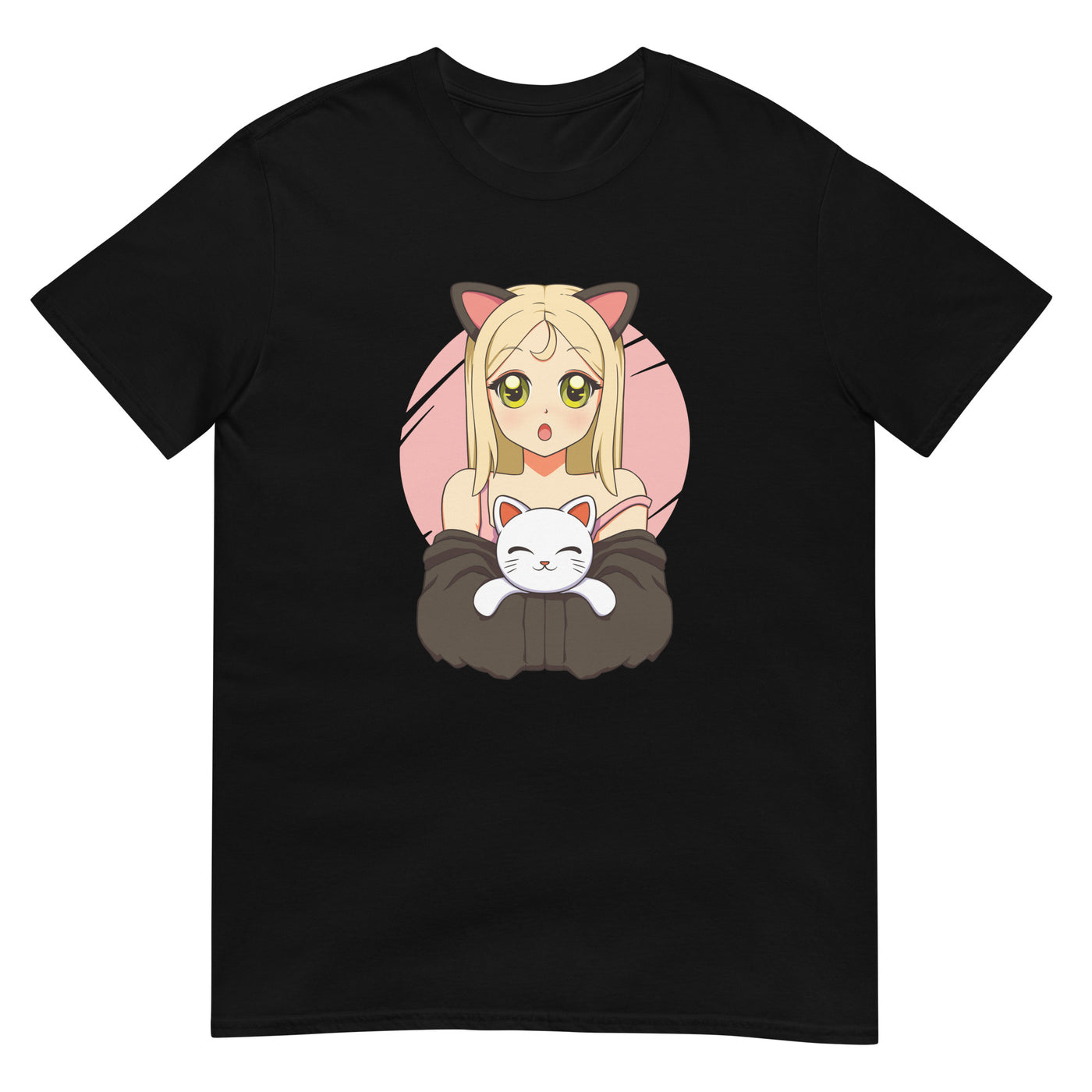 Kawaii Anime-Katzemädchen hält eine Katze - Herren T-Shirt Other_Niches xxx yyy zzz Black