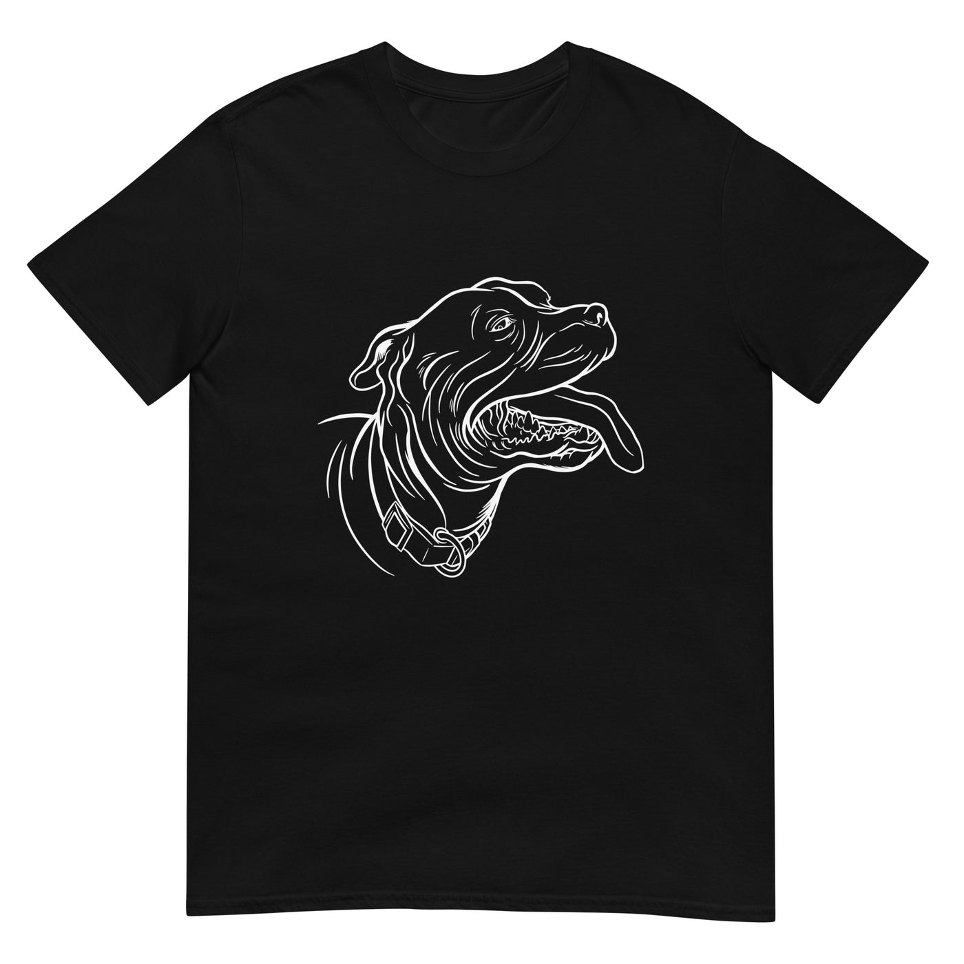 Hechelnder Hund mit Halsband in weißer Linienkunst - Herren T-Shirt Other_Niches xxx yyy zzz Black