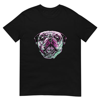 Bunter Gesichtsporträt eines Mops - Herren T-Shirt Other_Niches xxx yyy zzz Black