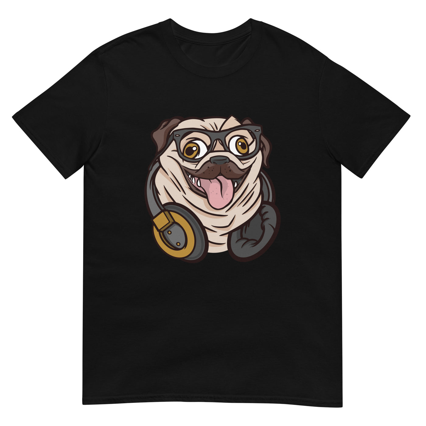 Mops mit verrücktem Gesicht trägt Headset und Brille - Gesichtsporträt - Herren T-Shirt Other_Niches xxx yyy zzz Black