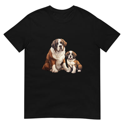 Sankt-Bernhardshund - Vater mit Mops sitzend - Herren T-Shirt Other_Niches xxx yyy zzz Black