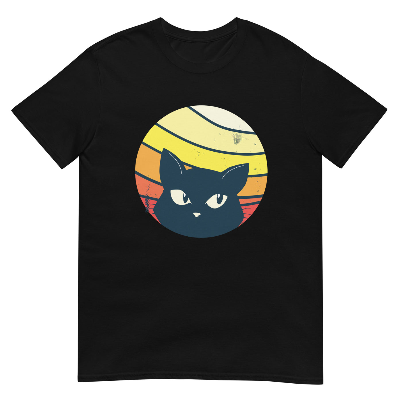 Sonnenuntergang im Retro-Stil und Katze darin - Herren T-Shirt Other_Niches xxx yyy zzz Black