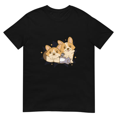 Zwei Corgis mit Sternen und Weltraumhintergrund - Herren T-Shirt Other_Niches xxx yyy zzz Black