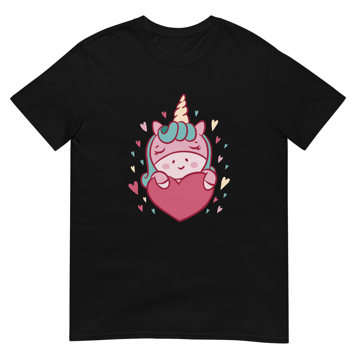 Einhorn hält ein Herz mit Liebe - Herren T-Shirt Other_Niches xxx yyy zzz Black