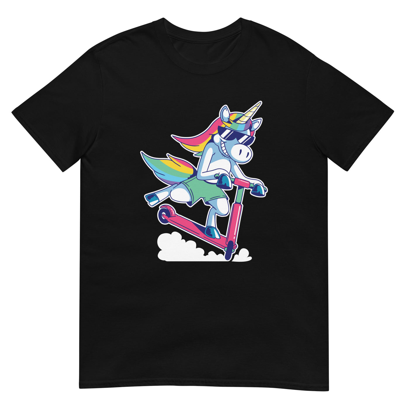 Einhorn auf Roller mit buntem Stil und Sonnenbrille - Herren T-Shirt Other_Niches xxx yyy zzz Black