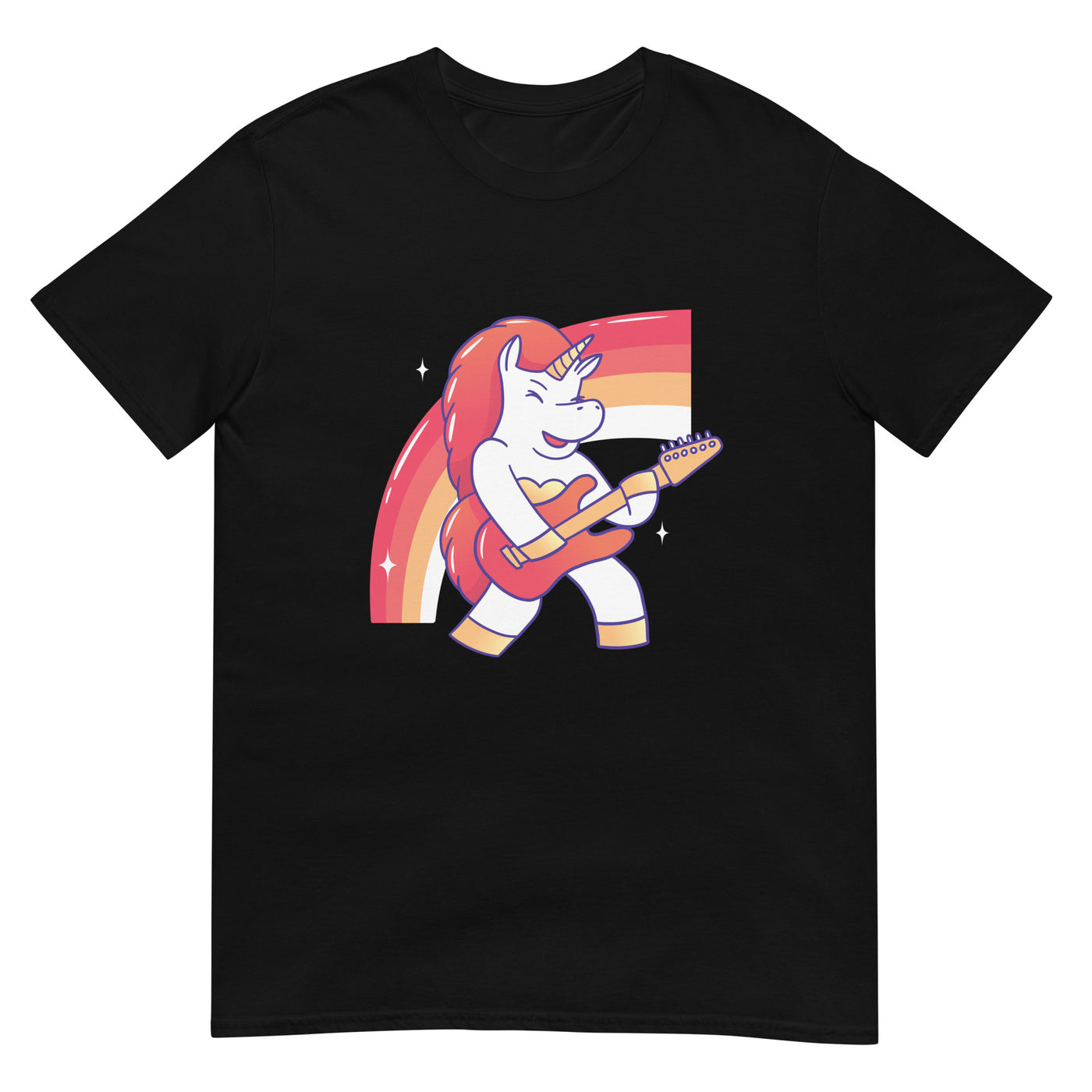 Einhorn spielt elektrische Gitarre und Regenbogen - Herren T-Shirt Other_Niches xxx yyy zzz Black