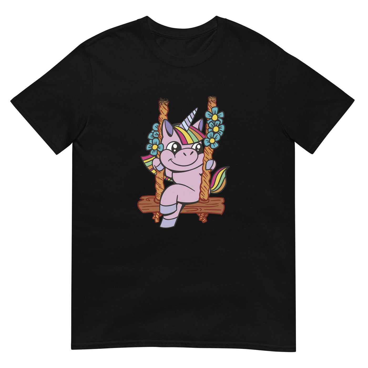 Einhorn sitzt auf Schaukel - Lustig lächelnd - Herren T-Shirt Other_Niches xxx yyy zzz Black