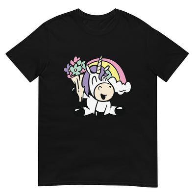 Einhorn mit Regenbogen und Blumen - Herren T-Shirt Other_Niches xxx yyy zzz Black