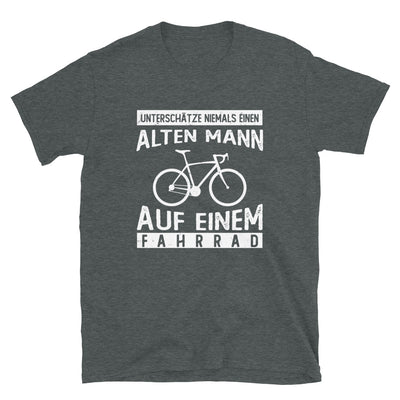 Alter Mann Auf Einem Fahrrad - T-Shirt (Unisex) fahrrad Dark Heather