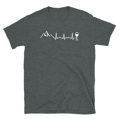 Heartbeat Wine And Mountain - T-Shirt (Unisex) berge Dark Heather