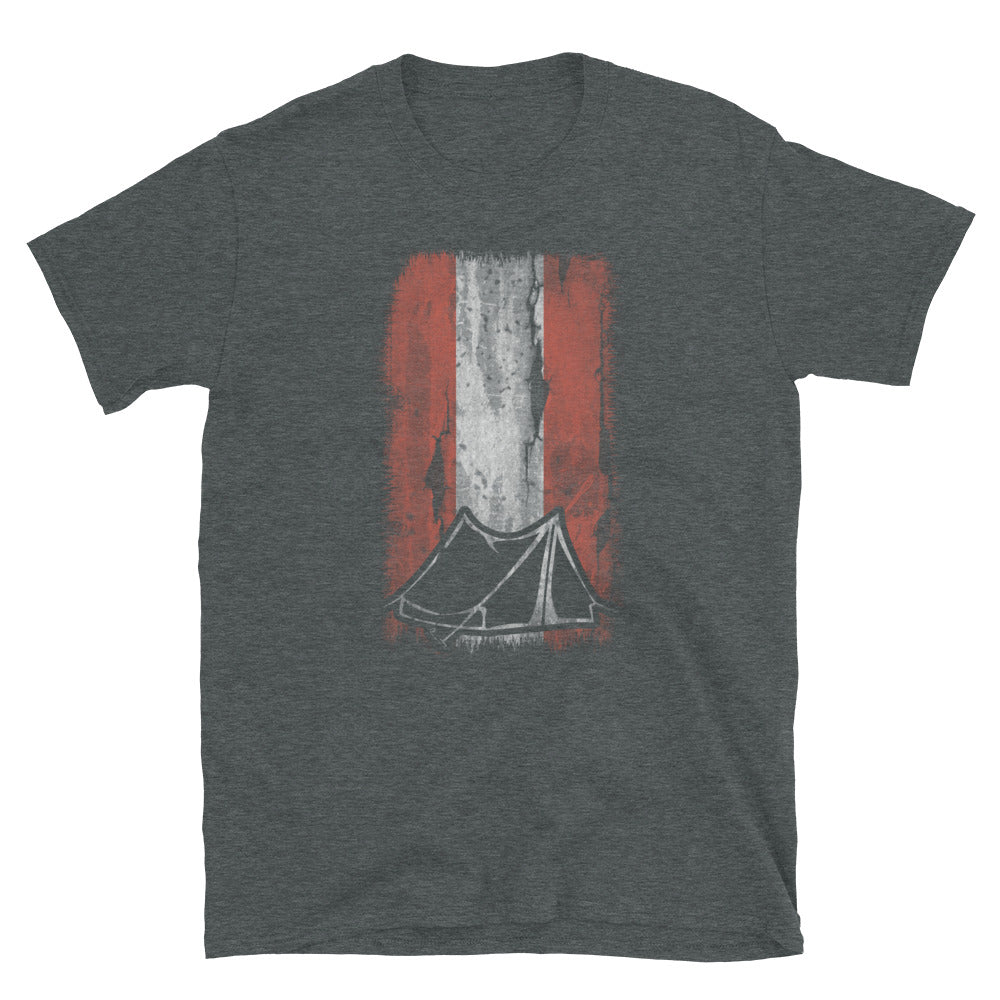 Österreich-Flagge 1 Und Camping - T-Shirt (Unisex) camping Dark Heather