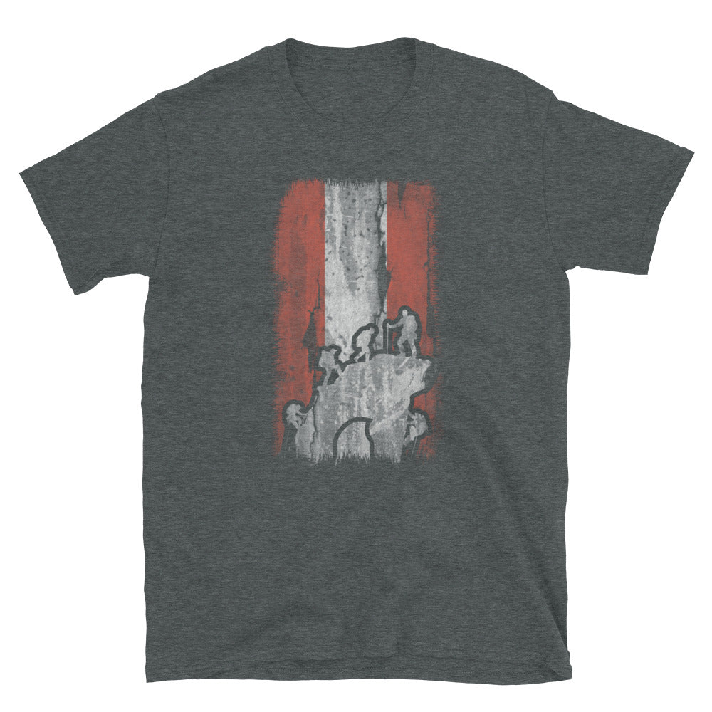 Österreich-Flagge Und Klettern - T-Shirt (Unisex) klettern Dark Heather