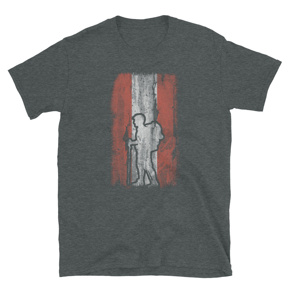 Österreich-Flagge Und Wandern - T-Shirt (Unisex) wandern Dark Heather