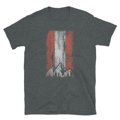 Österreichische Flagge Und Berg - T-Shirt (Unisex) berge Dark Heather