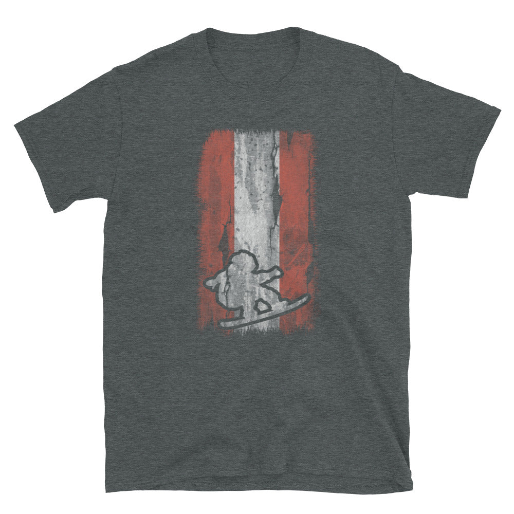 Österreichische Flagge Und Snowboarden - T-Shirt (Unisex) snowboarden Dark Heather