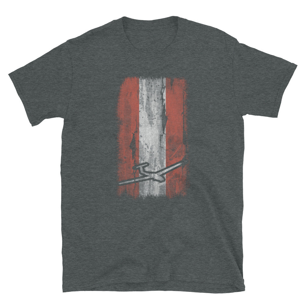 Österreichische Flagge Und Segelflugzeug - T-Shirt (Unisex) berge Dark Heather