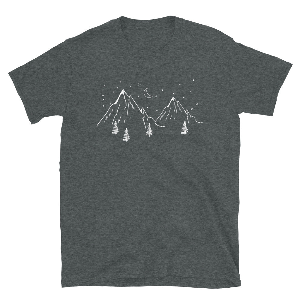 Berge Und Mond - T-Shirt (Unisex) berge Dark Heather