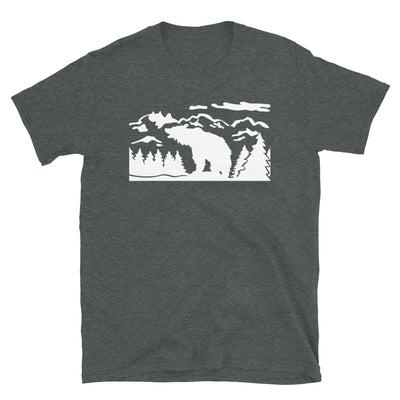 Berglandschaft Und Bär - T-Shirt (Unisex) berge camping Dark Heather